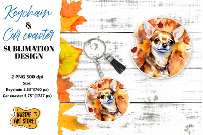 Fall Keychain. Fall Car coaster sublimation design