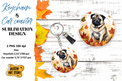 Fall Keychain. Fall Car coaster sublimation design