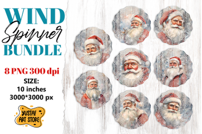 Christmas wind spinner Bundle. Santa Claus sublimation