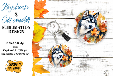 Fall Keychain. Fall Car coaster sublimation design