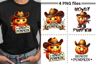 Howdy Pumpkin Png, Western Autumn Design Bundle, Halloween Shirt, Prin