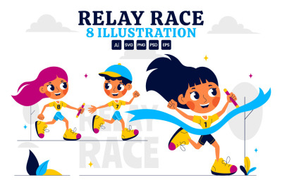 8 Relay Race Sports Illustration