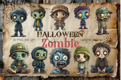 Cute Halloween Zombie. TShirt Sticker.