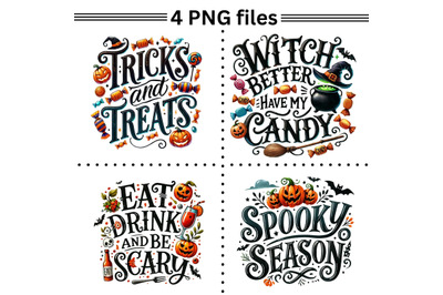 Spooky Season Bundle: Cute Halloween Quotes PNG for Sublimation Design