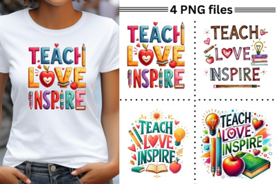 Teach Love Inspire Png&2C; Teacher&amp;&23;039;s Life Inspirational Quote&2C; Retro Teac