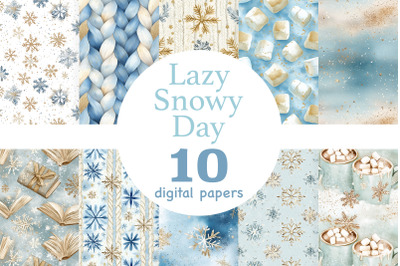 Lazy Snowy Day Papers | Winter Seamless Pattern