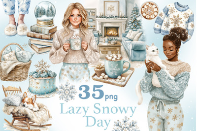 Lazy Snowy Day Clipart | Christmas Graphics Bundle