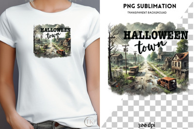 Halloweentown PNG, Spooky Season, Watercolor Sublimation Download, Hal