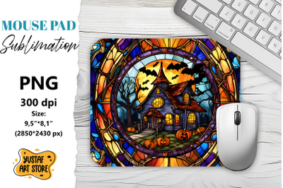 Halloween Mouse Pad sublimation. Halloween Stained Glass