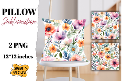 Flowers pillow sublimation. 2 watercolor pillow design