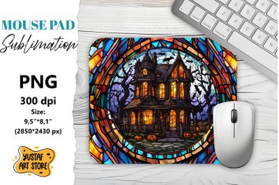 Halloween Mouse Pad sublimation. Halloween Stained Glass