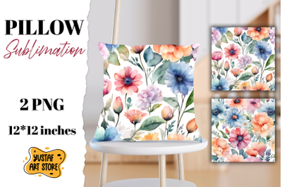 Flowers pillow sublimation. 2 watercolor pillow design