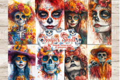 Sugar Skull Junk Journal Pages | Halloween Ephemera