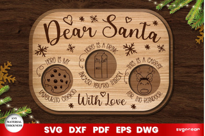 Dear Santa Tray Laser Cut