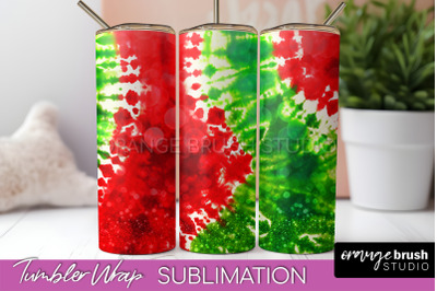 Christmas Tie Dye Tumbler Wrap, Glitter Tumbler Sublimation