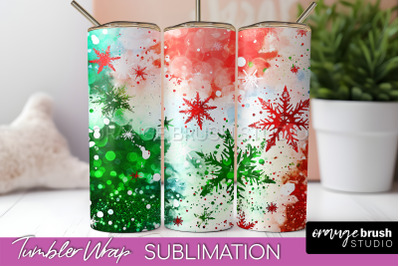 Christmas Tie Dye Tumbler Wrap, Glitter Tumbler Sublimation