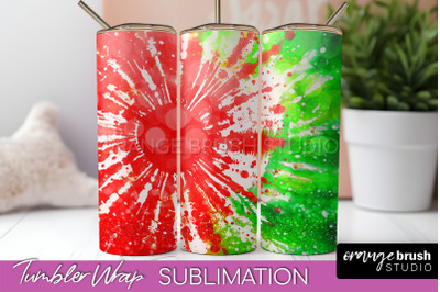 Christmas Tie Dye Tumbler Wrap, Glitter Tumbler Sublimation