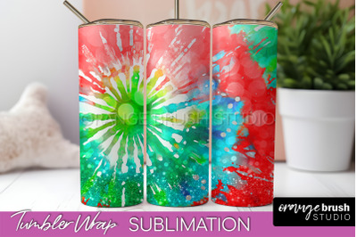 Christmas Tie Dye Tumbler Wrap, Glitter Tumbler Sublimation