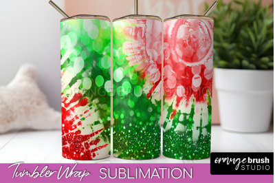 Christmas Tie Dye Tumbler Wrap, Glitter Tumbler Sublimation