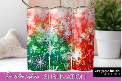 Christmas Tie Dye Tumbler Wrap, Glitter Tumbler Sublimation