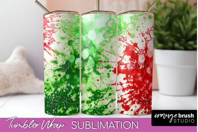 Christmas Tie Dye Tumbler Wrap, Glitter Tumbler Sublimation