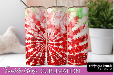 Christmas Tie Dye Tumbler Wrap, Glitter Tumbler Sublimation