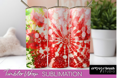 Christmas Tie Dye Tumbler Wrap, Glitter Tumbler Sublimation