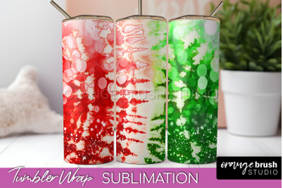 Christmas Tie Dye Tumbler Wrap, Glitter Tumbler Sublimation