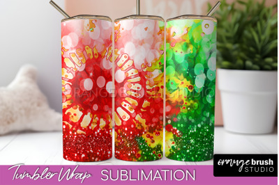 Christmas Tie Dye Tumbler Wrap, Glitter Tumbler Sublimation