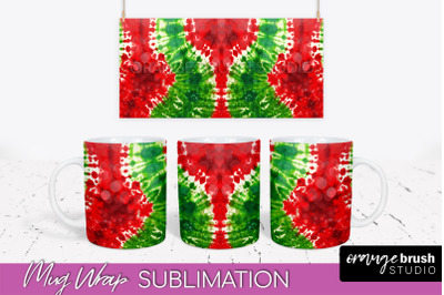 Christmas Tie Dye Mug Wrap - Glitter Mug Sublimation