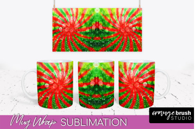 Christmas Tie Dye Mug Wrap - Glitter Mug Sublimation