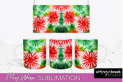 Christmas Tie Dye Mug Wrap - Glitter Mug Sublimation