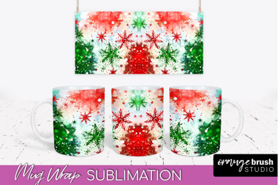 Christmas Tie Dye Mug Wrap - Glitter Mug Sublimation