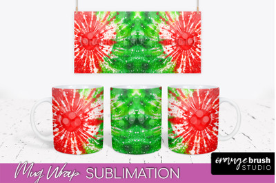 Christmas Tie Dye Mug Wrap - Glitter Mug Sublimation