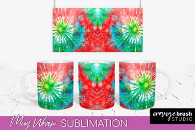 Christmas Tie Dye Mug Wrap - Glitter Mug Sublimation