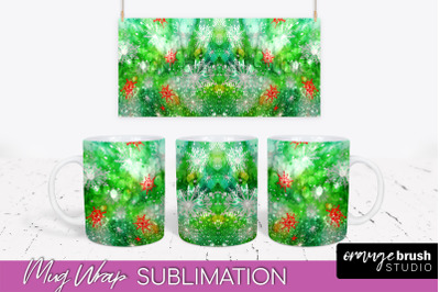 Christmas Tie Dye Mug Wrap - Glitter Mug Sublimation