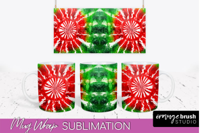 Christmas Tie Dye Mug Wrap - Glitter Mug Sublimation