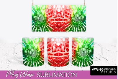 Christmas Tie Dye Mug Wrap - Glitter Mug Sublimation