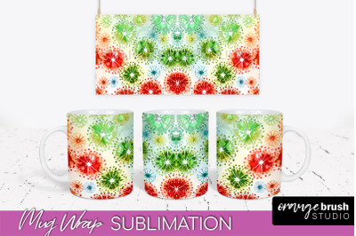 Christmas Tie Dye Mug Wrap - Glitter Mug Sublimation