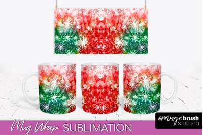 Christmas Tie Dye Mug Wrap - Glitter Mug Sublimation