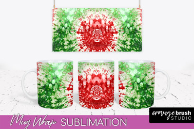 Christmas Tie Dye Mug Wrap - Glitter Mug Sublimation