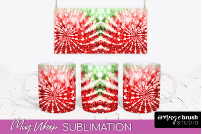 Christmas Tie Dye Mug Wrap - Glitter Mug Sublimation