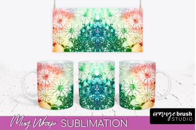 Christmas Tie Dye Mug Wrap - Glitter Mug Sublimation