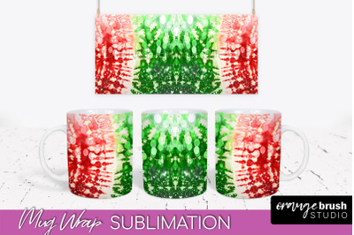 Christmas Tie Dye Mug Wrap - Glitter Mug Sublimation