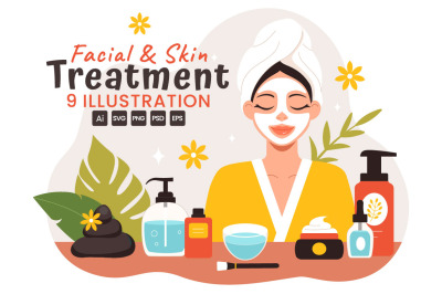 9 Facial and Skin Treatment Illustration