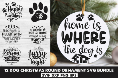 Dog Christmas Round Ornament Svg Bundle. Pet Animal Quotes