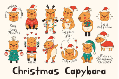 Christmas Capybara PNG Clipart