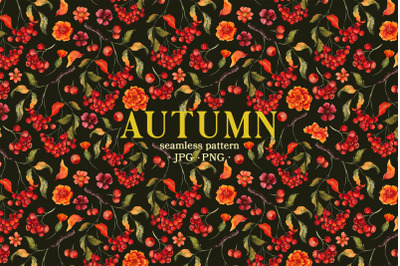 Autumn. Watercolor seamless pattern.