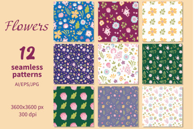 Flowers- paper/seamless patterns