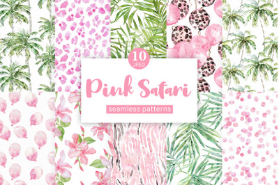 Pink Safari Digital Papers | Nursery Seamless Pattern